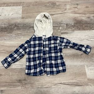 Boys 24 month blue plaid hooded flannel